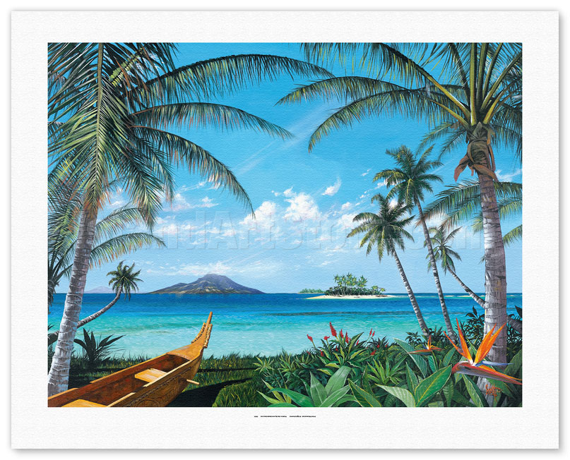 Hawaii Tropical Paradise Fish Coral Reef Diving Vintage Art Poster Print Giclee 