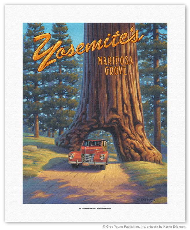 Yosemite's Fire Fall Camp Curry Kerne Erickson Vintage Style Travel Poster Print