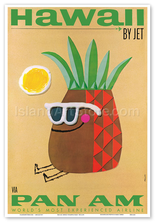 PAN AMERICAN WORLD AIRWAYS  hawaii アート Pan Am Hawaii In-Flight Menu Art by Lillian Sader 1960s