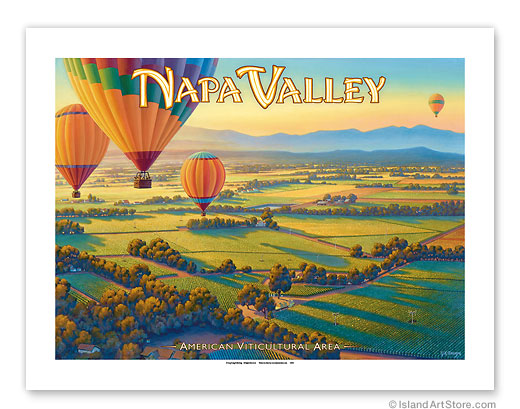 Napa Valley California Wine Kerne Erickson Vintage Style Travel Poster Print 