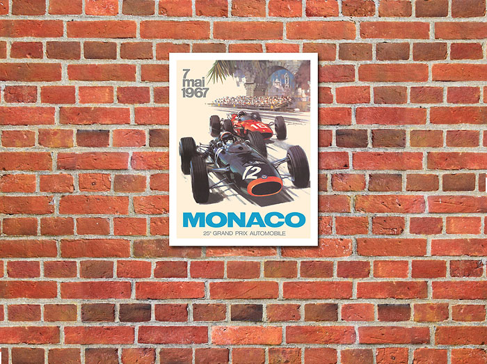 25th Monaco Grand Prix Automobile 1967 - Formula One F1 - Vintage Car  Racing Poster by Michael Turner c.1967 - Master Art Print (Unframed) 9in x  12in