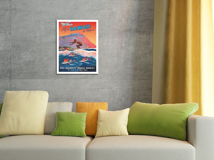 Pan Am Hawaii Clipper Travel Poster Travel Art Print Birthday Gift  Christmas Present 