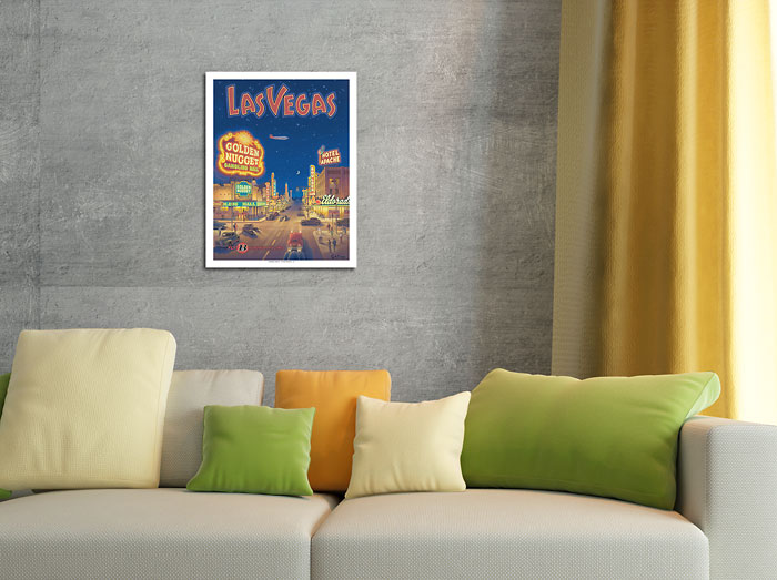 Nevada Master Art Print Las Vegas Bonanza Air Lines Vintage Style Airline Travel Poster by Kerne Erickson 9in x 12in 