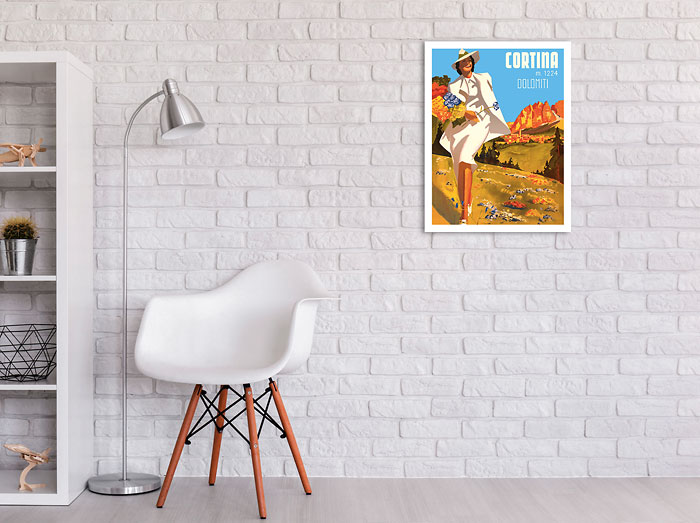 Vintage poster – Cortina, Dolomiti 1224m, Golf & Tennis – Galerie