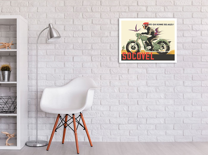 Art Prints & Posters - Socovel Motorcycles - The Moto Gives You Wings (La  Moto Qui Donne Ailes) - c. 1940 - Fine Art Prints & Posters 