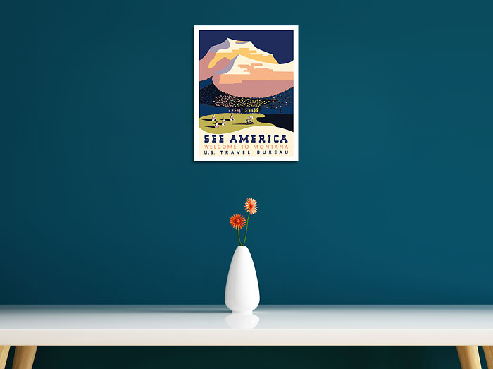 Vintage Travel Poster see America Montana USA